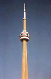 The CN Tower located in Downtown Toronto Ontario Canada